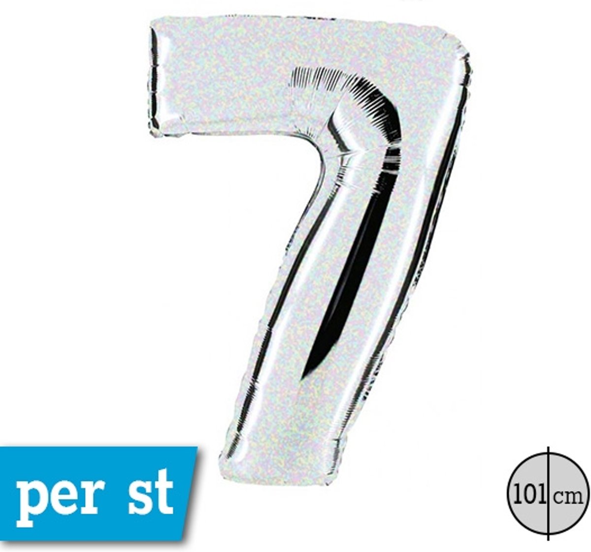 Folie MAXI Cijfer ballon 7, Holographic, 91cm, verpakt