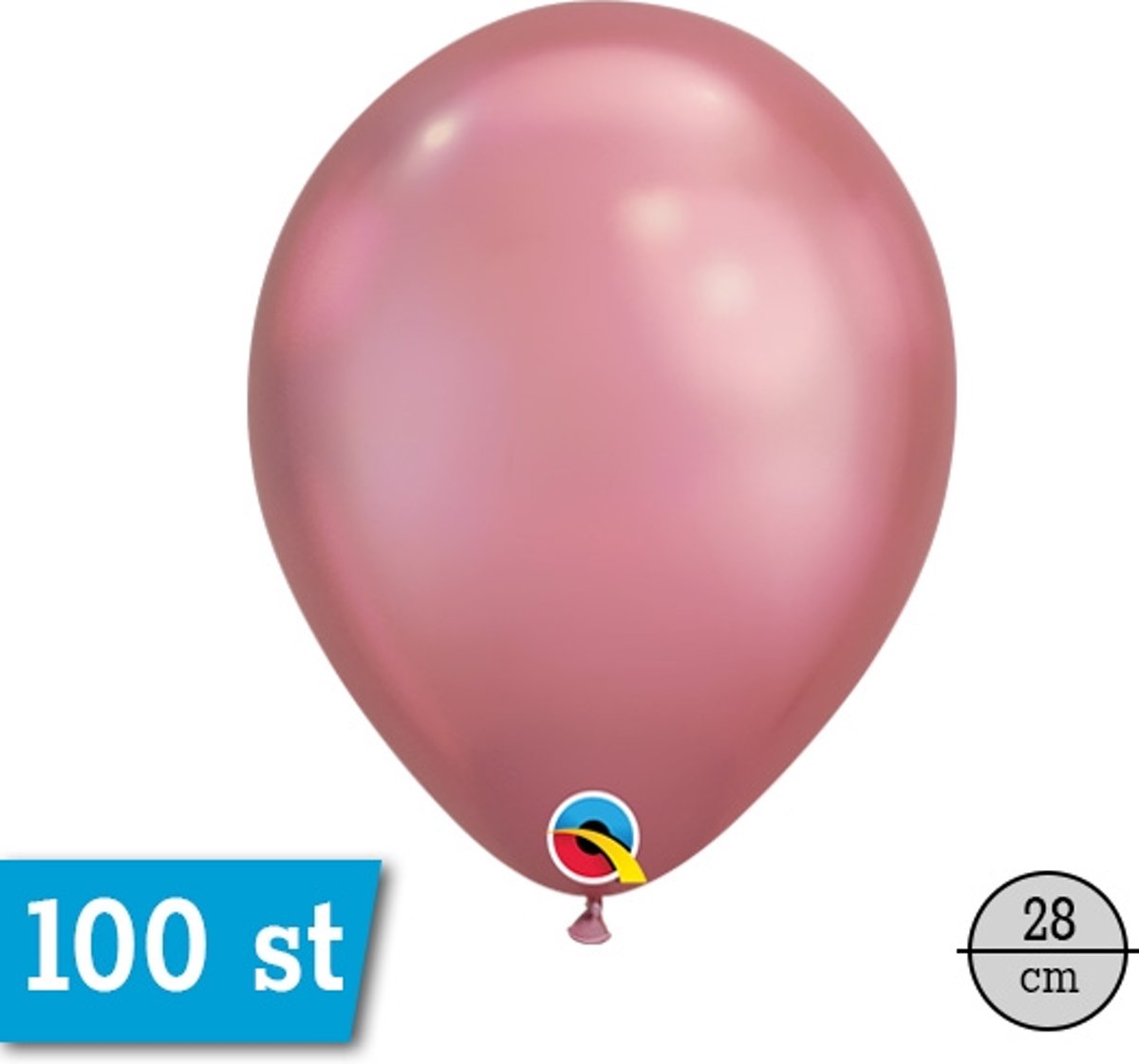 Qualatex Chrome Rose Goud Rond Ballon 28cm, 100 stuks