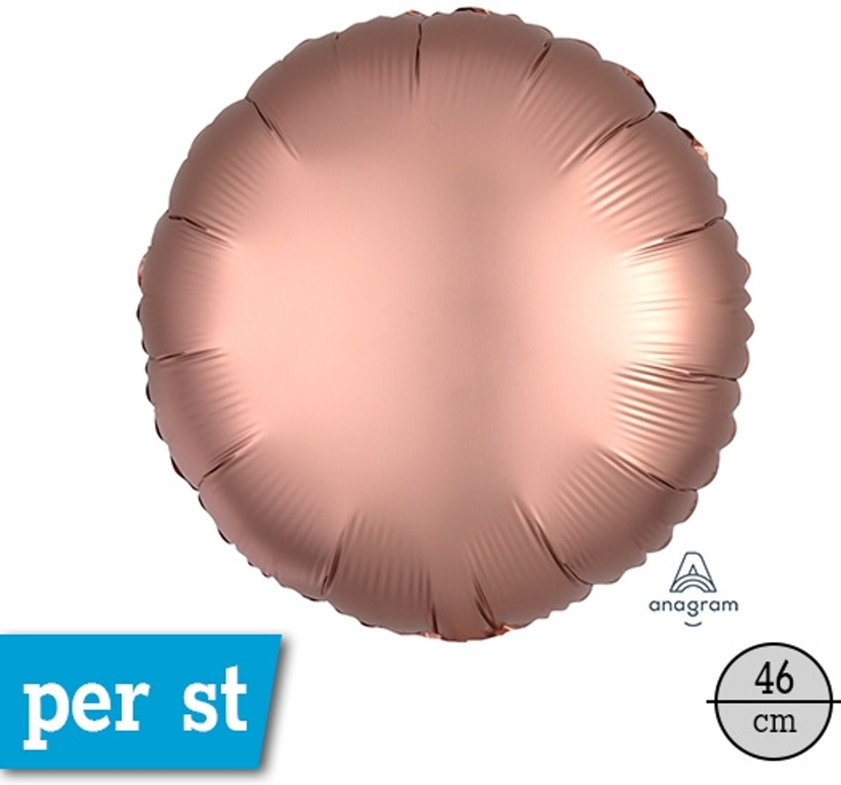 Satin Luxe rond folie ballon, Copper roze (Roze gold), 46 cm, verpakt