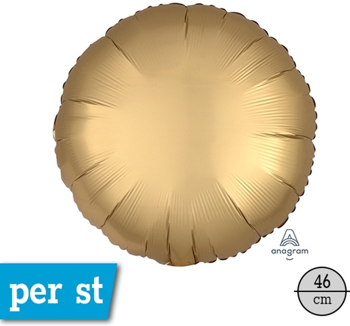 Satin Luxe rond folie ballon, Goud, 46 cm, verpakt