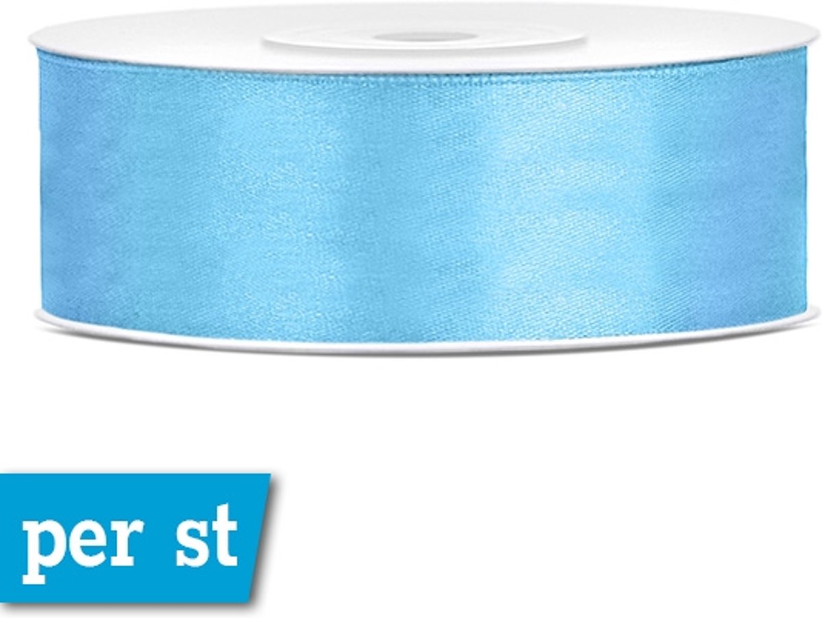 Sky blauw satijnlint 2,5 cm breed en 25 m lang