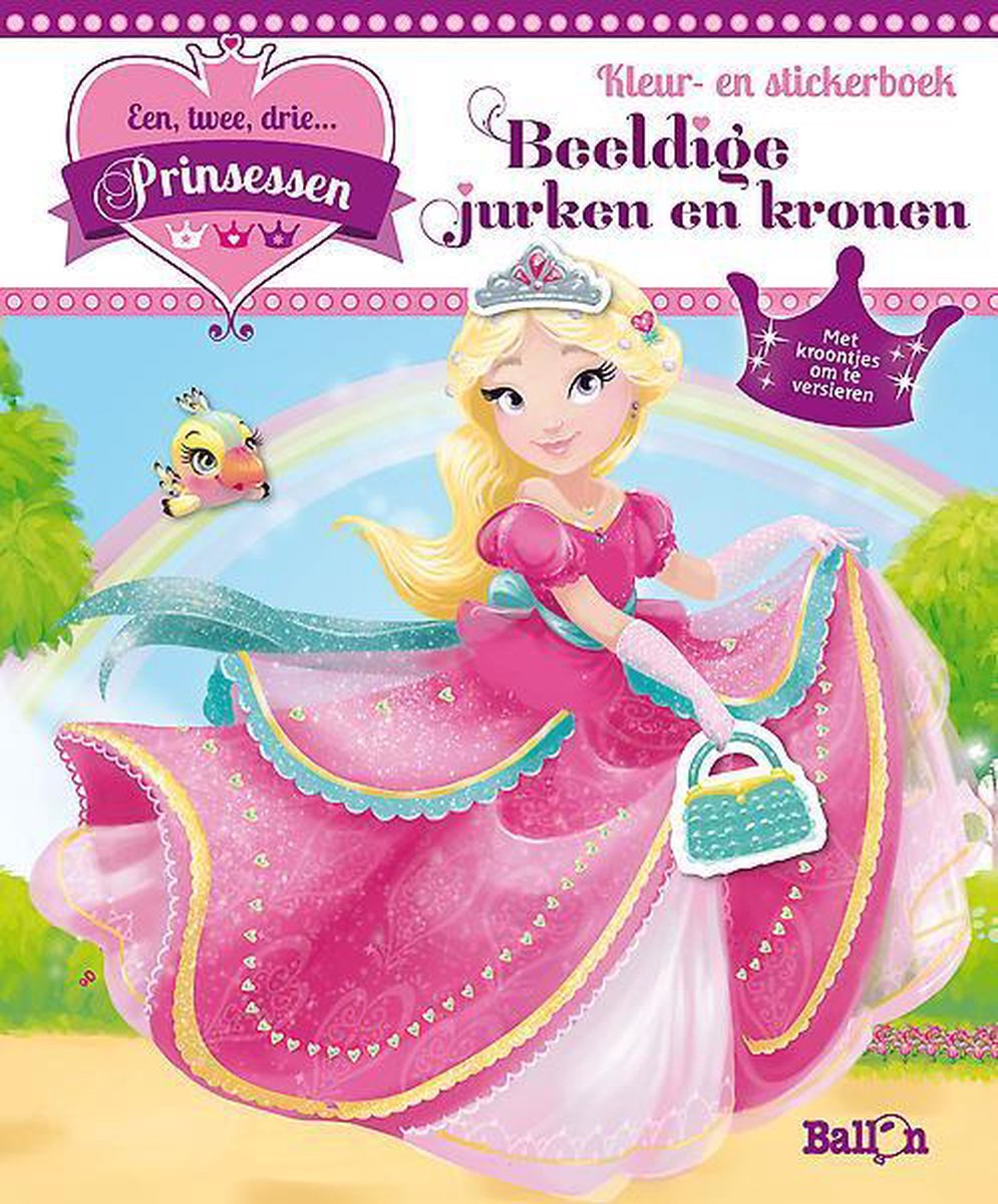 Kleur- en stickerboek Beeldige jurken en kronen