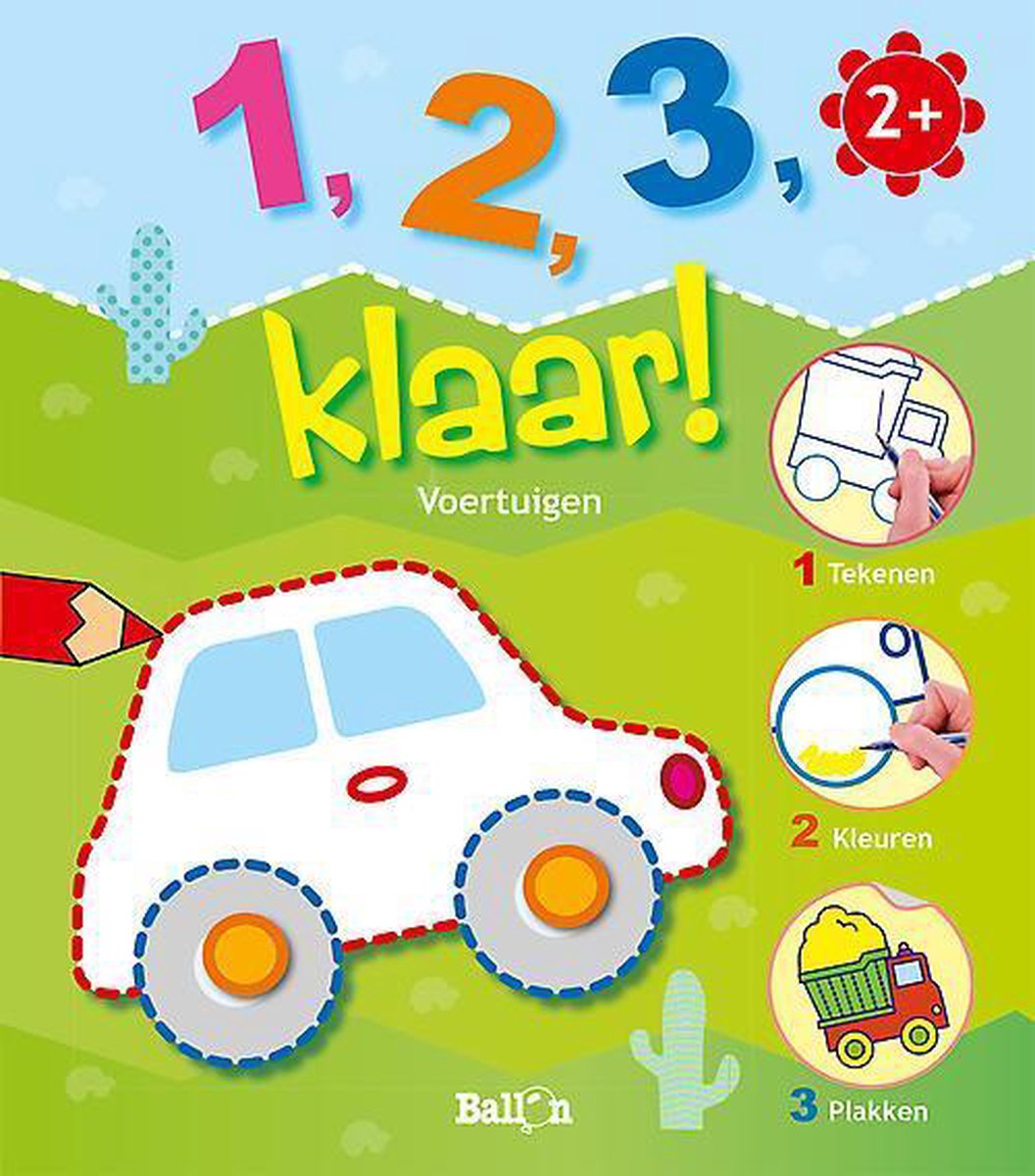 Voertuigen 2+ Tekenen - Kleuren - Plakken