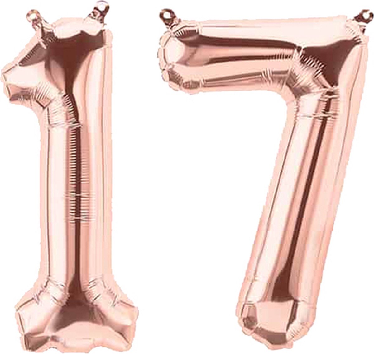 Folieballon Cijfer 17 Rose Gold - 86 cm