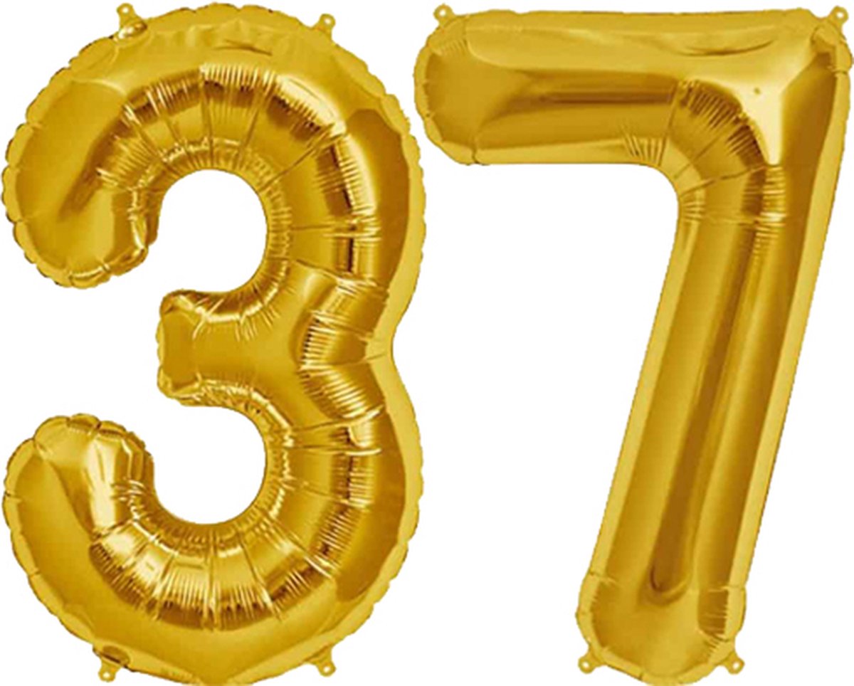 Folieballon Cijfer 37 Goud - 86 cm