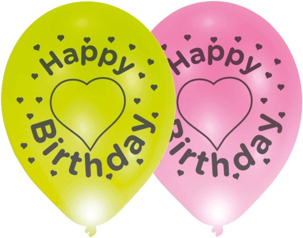 Balloominate Ballonnen Met Led-verlichting Happy Bday 27,5 Cm 4 St