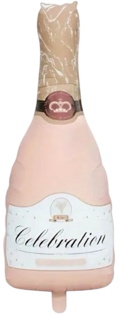 Folie Ballon Fles CELEBRATION kleur Mat Roze (86 x 45 cm )