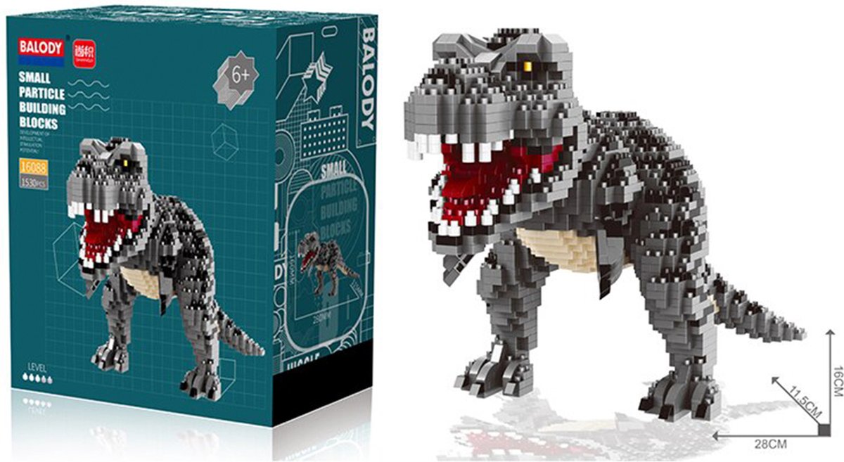 Balody Tyrannosaurus Rex - Nanoblocks - Miniblocks - Bouwset / 3D puzzel - 1530 bouwsteentjes - Dinosaurus - Jurassic Park - T-Rex