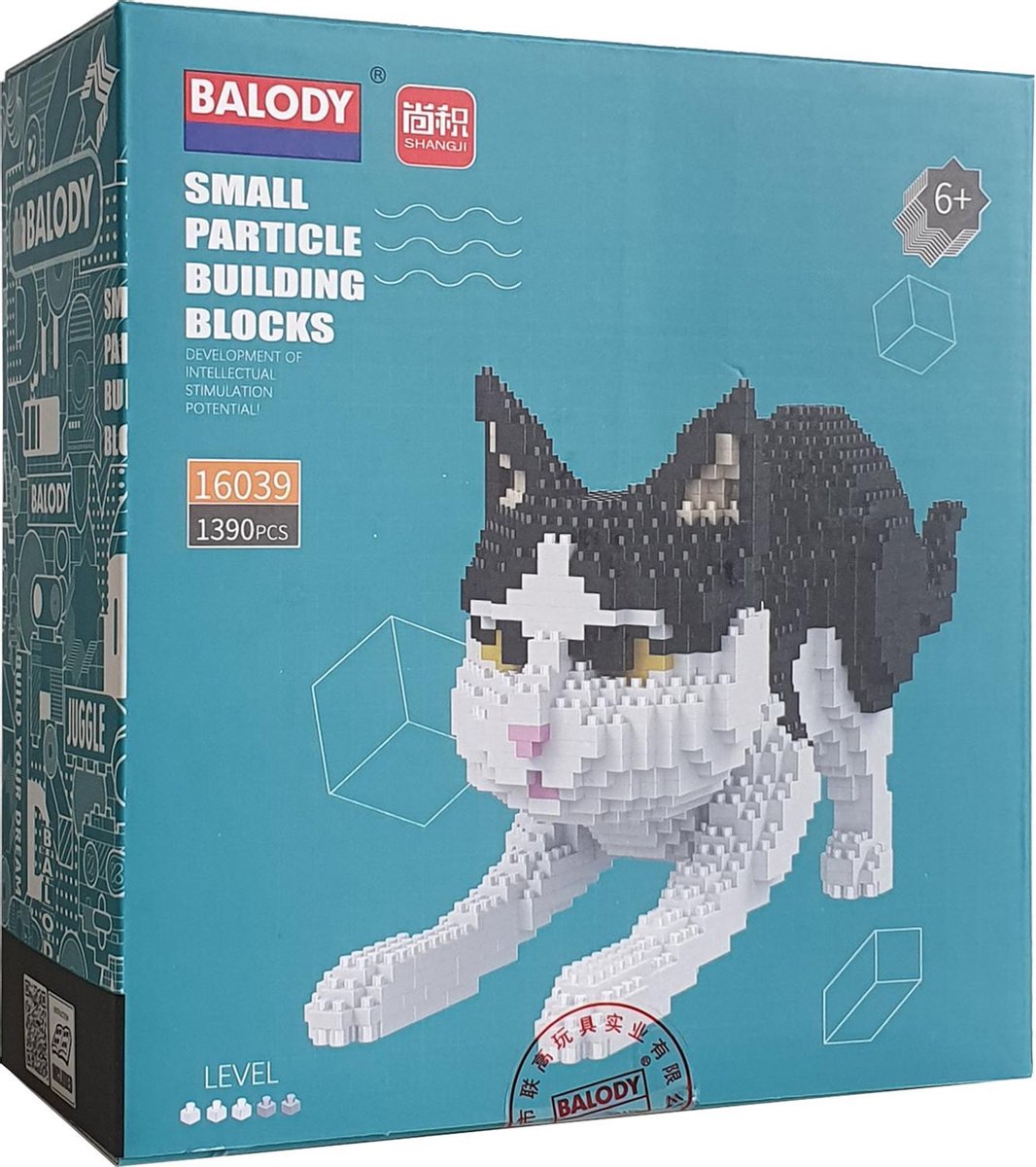 Balody Zwart-Witte kat - Nanoblocks - 3D puzzel - 1390 bouwsteentjes