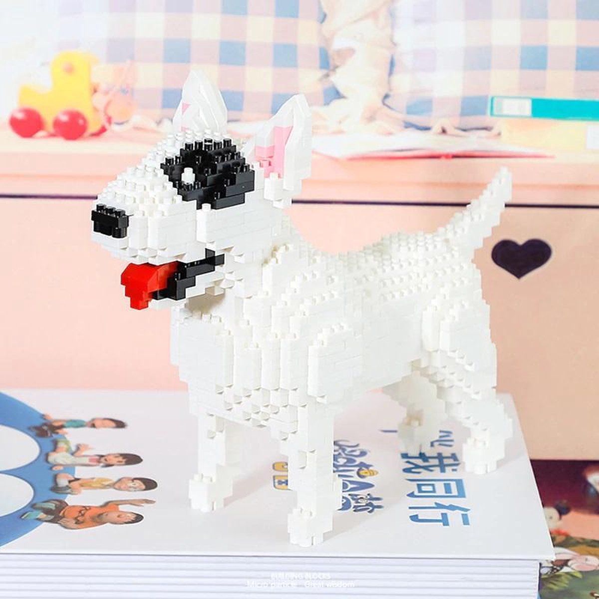 Bouwstenen - Bouwpakket - Bouwen - Stenen - Bull terrier - Hond - 3D - Huisdier -Blokken