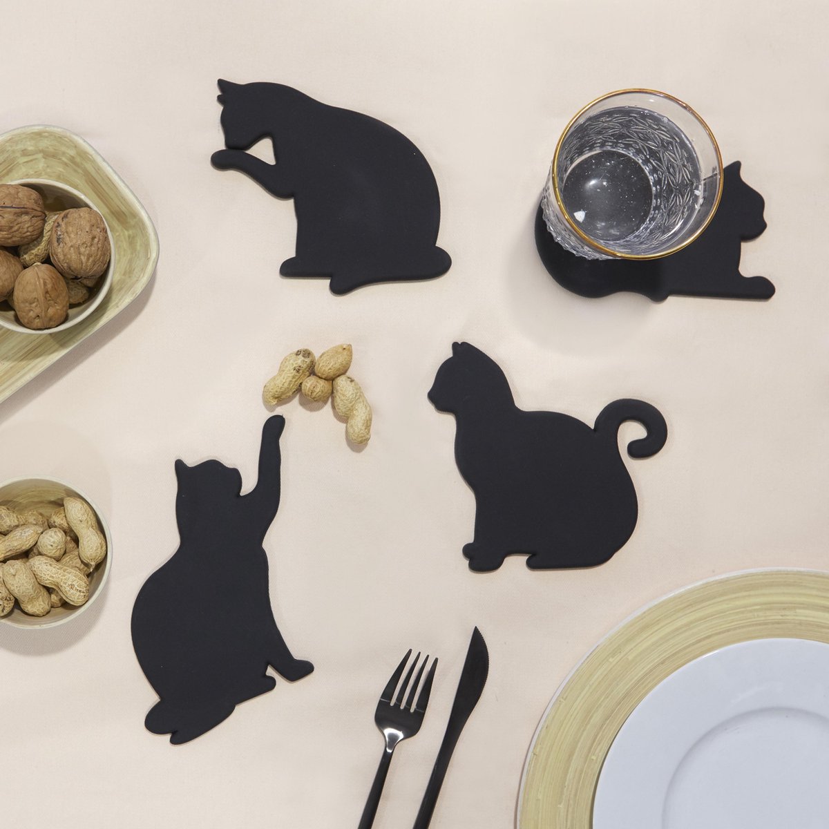   onderzetters Cat set van 4
