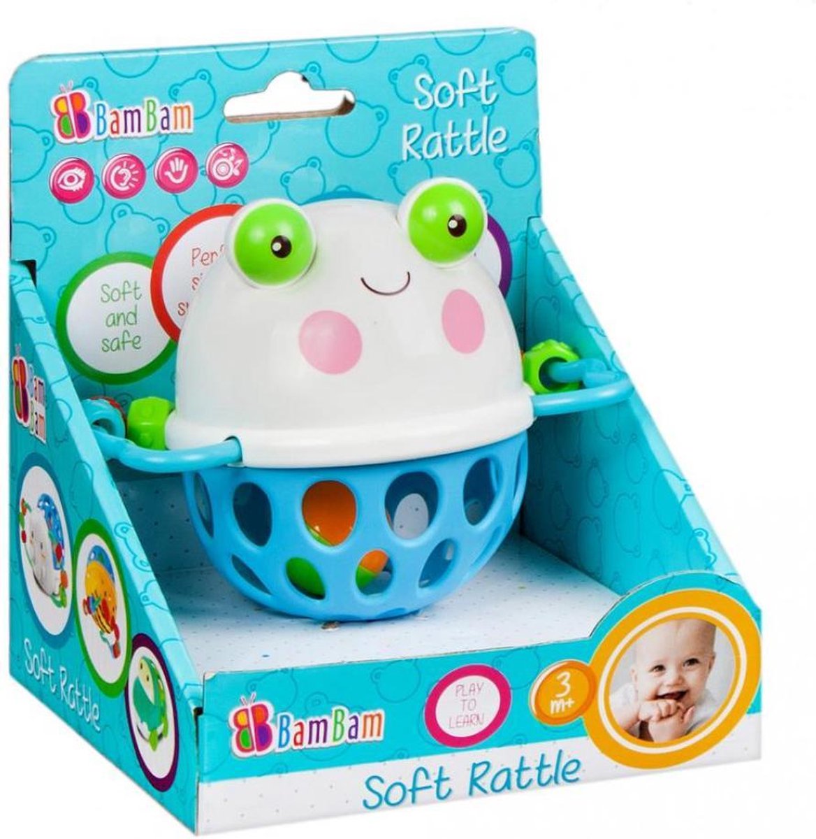 Zachte Rammelaar Kikker met balletje - Vanaf 3 maanden - Babyspeelgoed