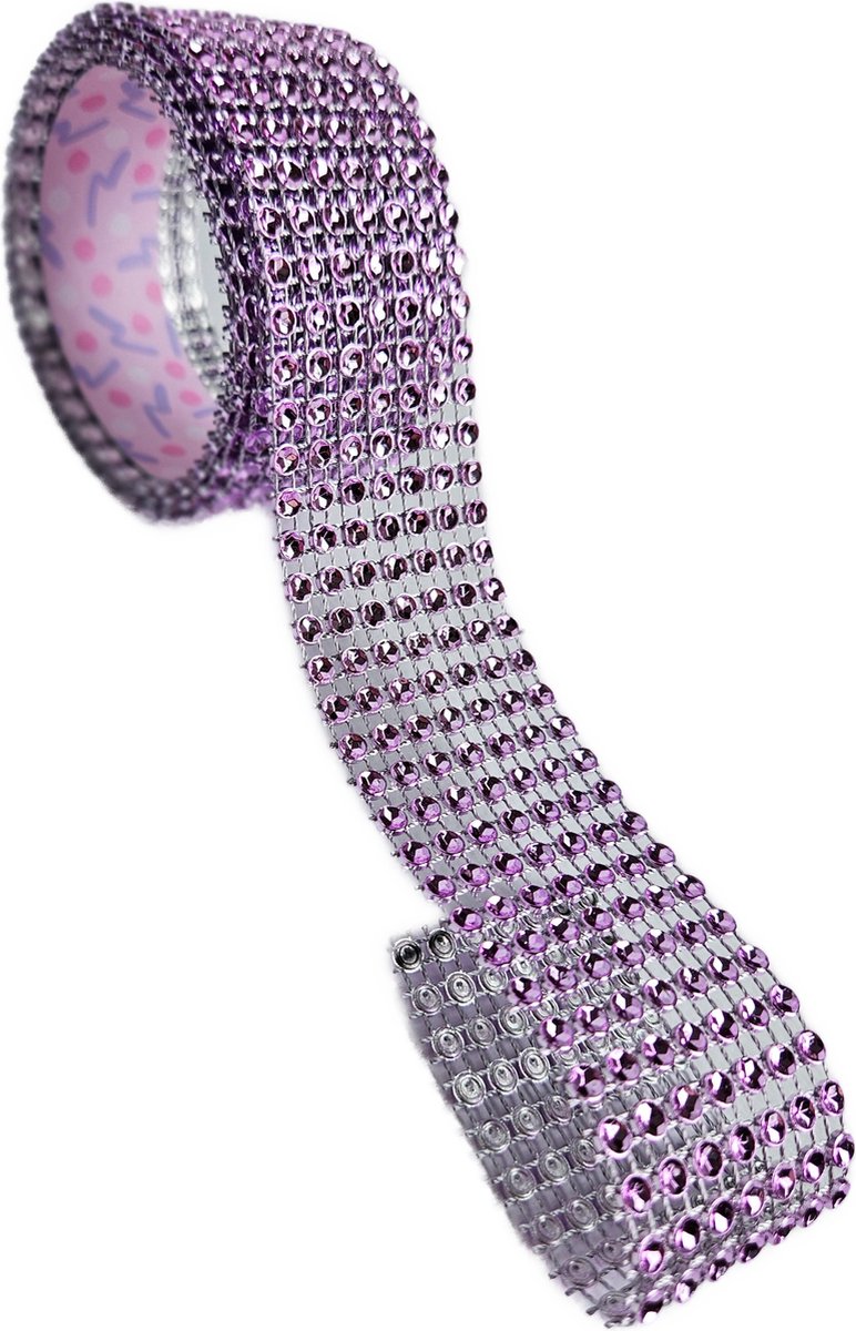 BamBella Glitter Lint Roze steentjes 5 meter 35mm glitter glitters steen lintje versieren DIY knutselen meisjes craft art scrapbook