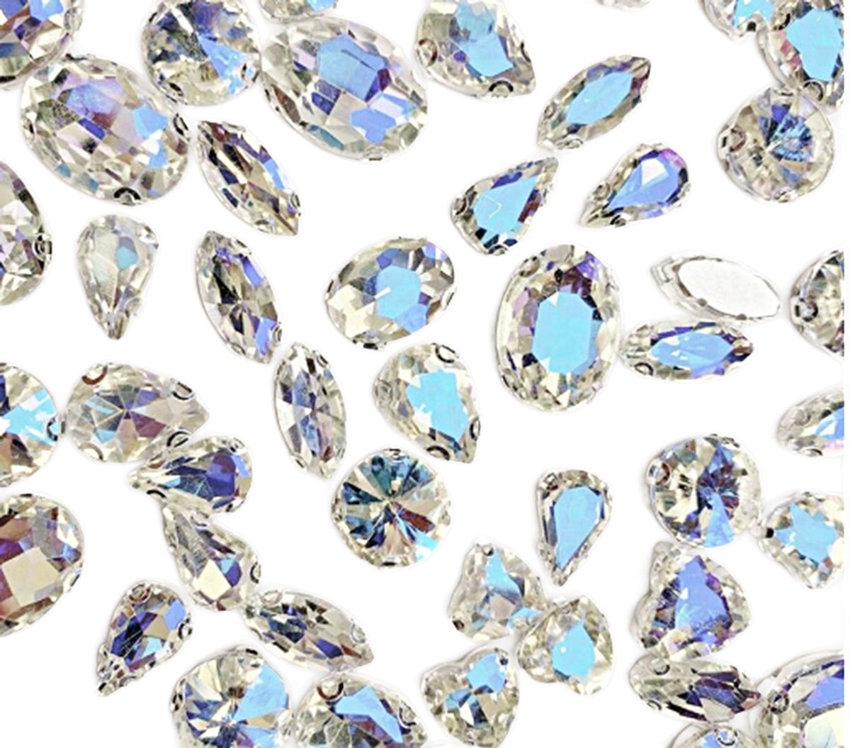 BamBella® AB wit kleur - Grote Naai strass Steentjes - 50 stuks - zilver kleurig strass stenen glitters kleding versieren