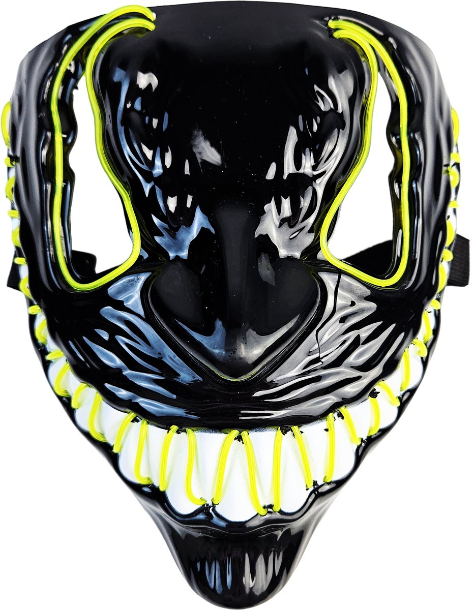 BamBella® Masker Halloween evil smile lach X ogen geel zwart carnaval verkleed kleding