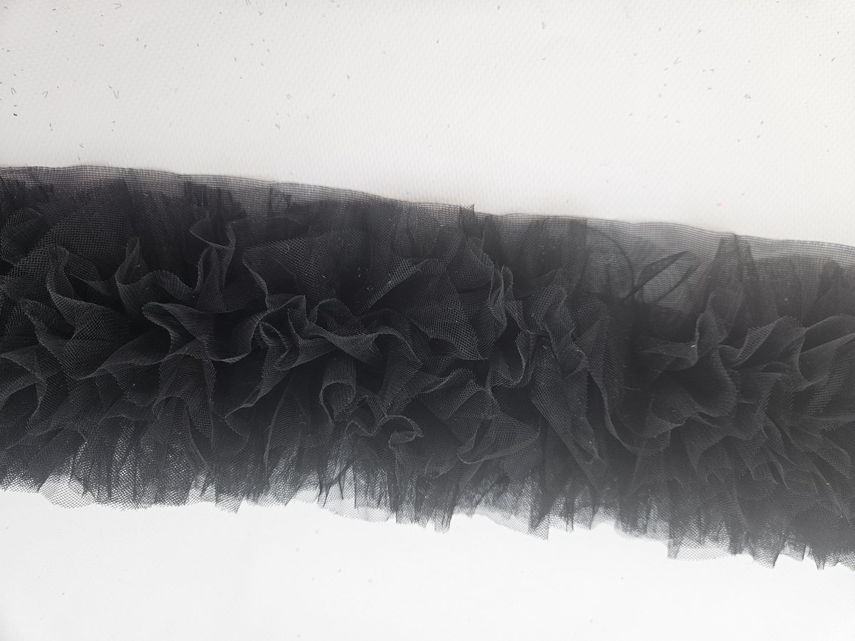  ® Naai band - Kant rushes tutu tule tulle Zwart - Sier afwerk band kleding maken