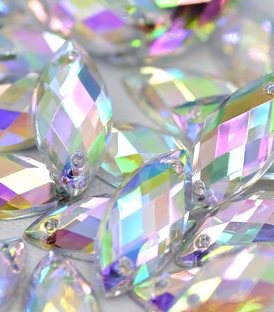 BamBella® Naai strass Steentjes - 50stuks - AB - 20mm glitter stenen glitters kleding schoenen versieren naaien