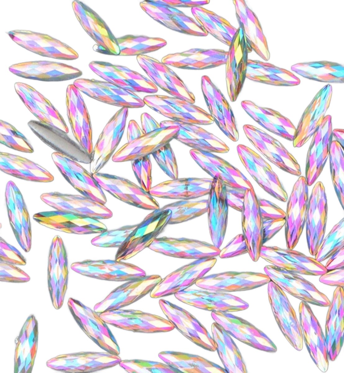 BamBella® Plak steentjes - Ovaal AB roze - mix grote stenen - 100 stuks - kleding versieren steentjes DIY hobby knutselen Glitter