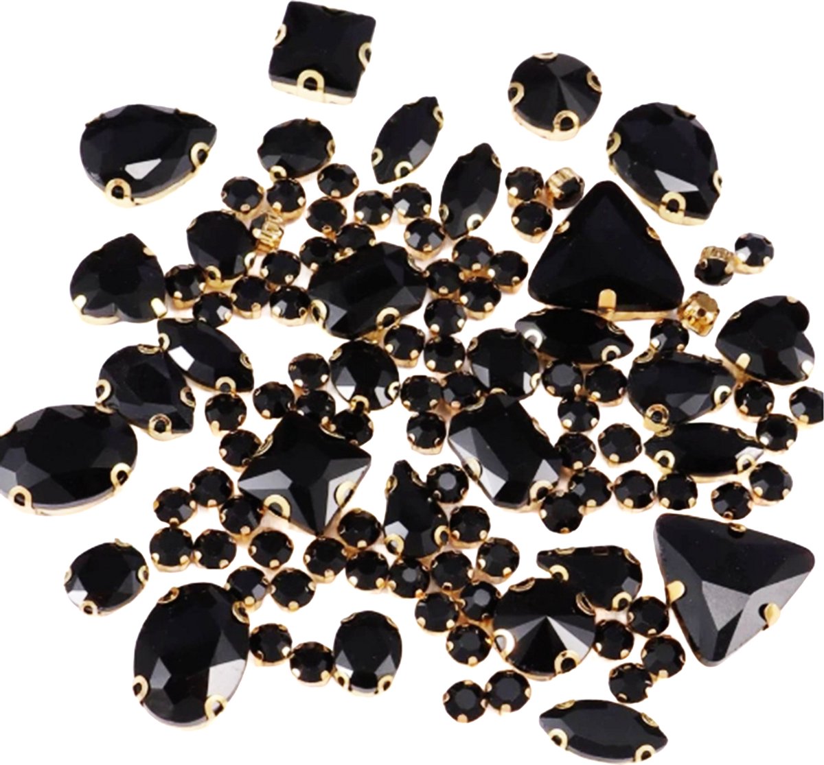 BamBella® Zwart - Grote Naai strass Steentjes - 130 stuks - strass stenen glitters kleding versieren