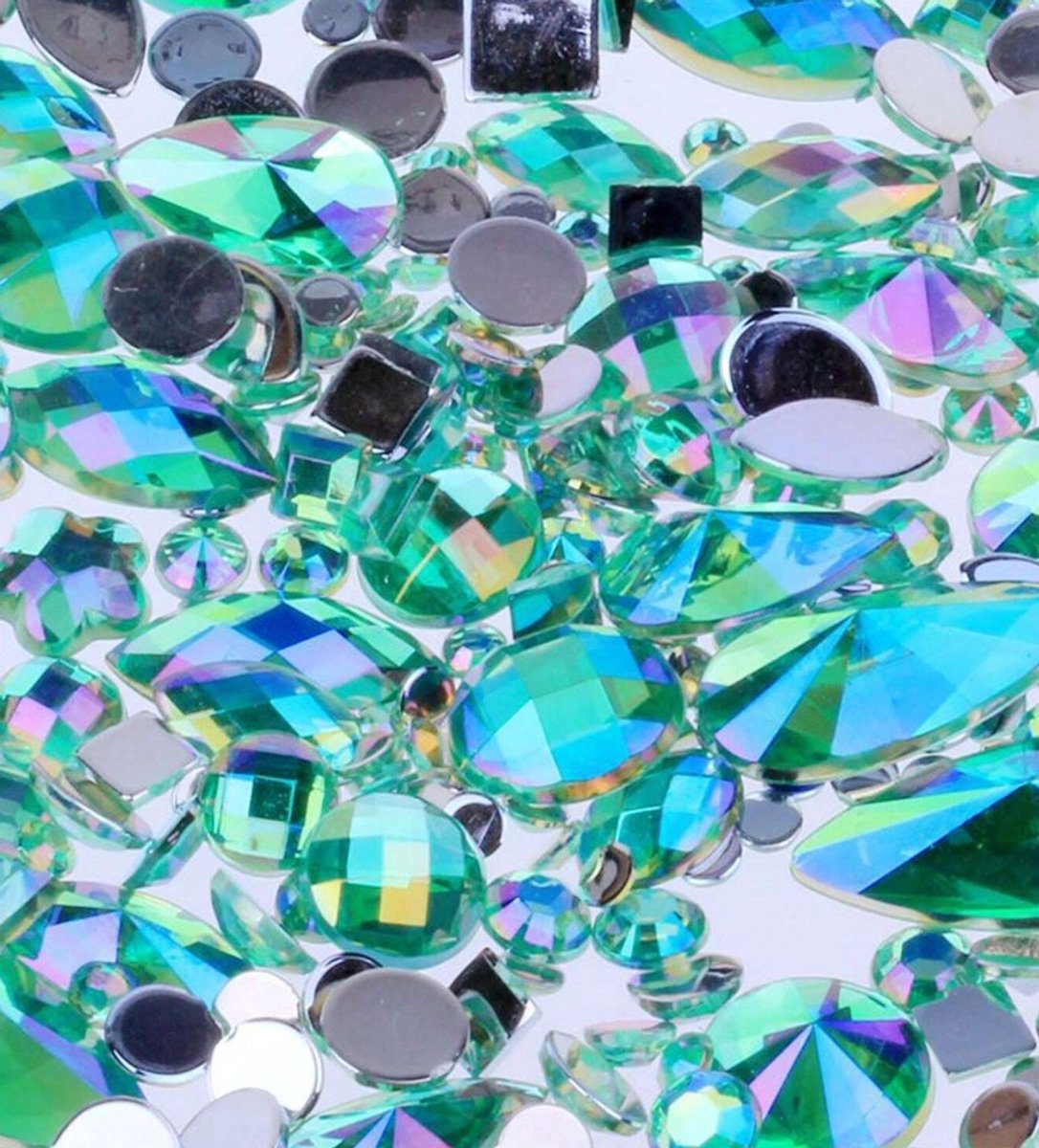 BamBella® blauw plak stenen - 200 stuks mix - kleding versieren steentjes DIY hobby knutselen Glitter