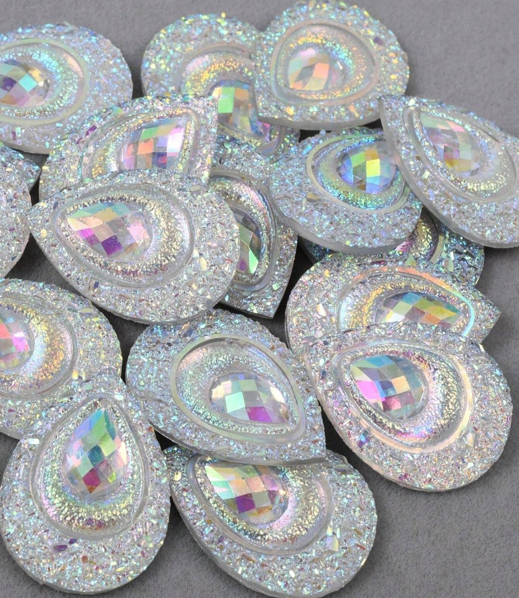 BamBella® mix grote stenen - 100 stuks - kleding versieren steentjes DIY hobby knutselen Glitter
