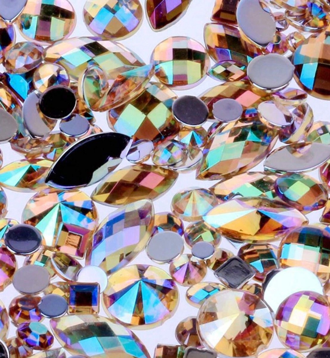 BamBella® mix plak glitter stenen - mix 200 stuks - kleding versieren steentjes DIY hobby knutselen