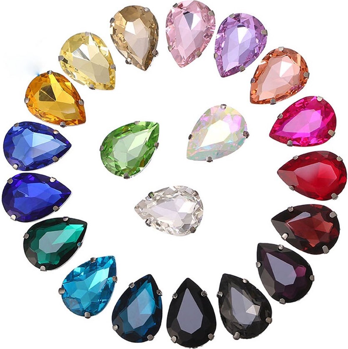 Glas stenen - 50 stuks - Sieraden maken steentjes kleding DIY hobby knutselen Glitter