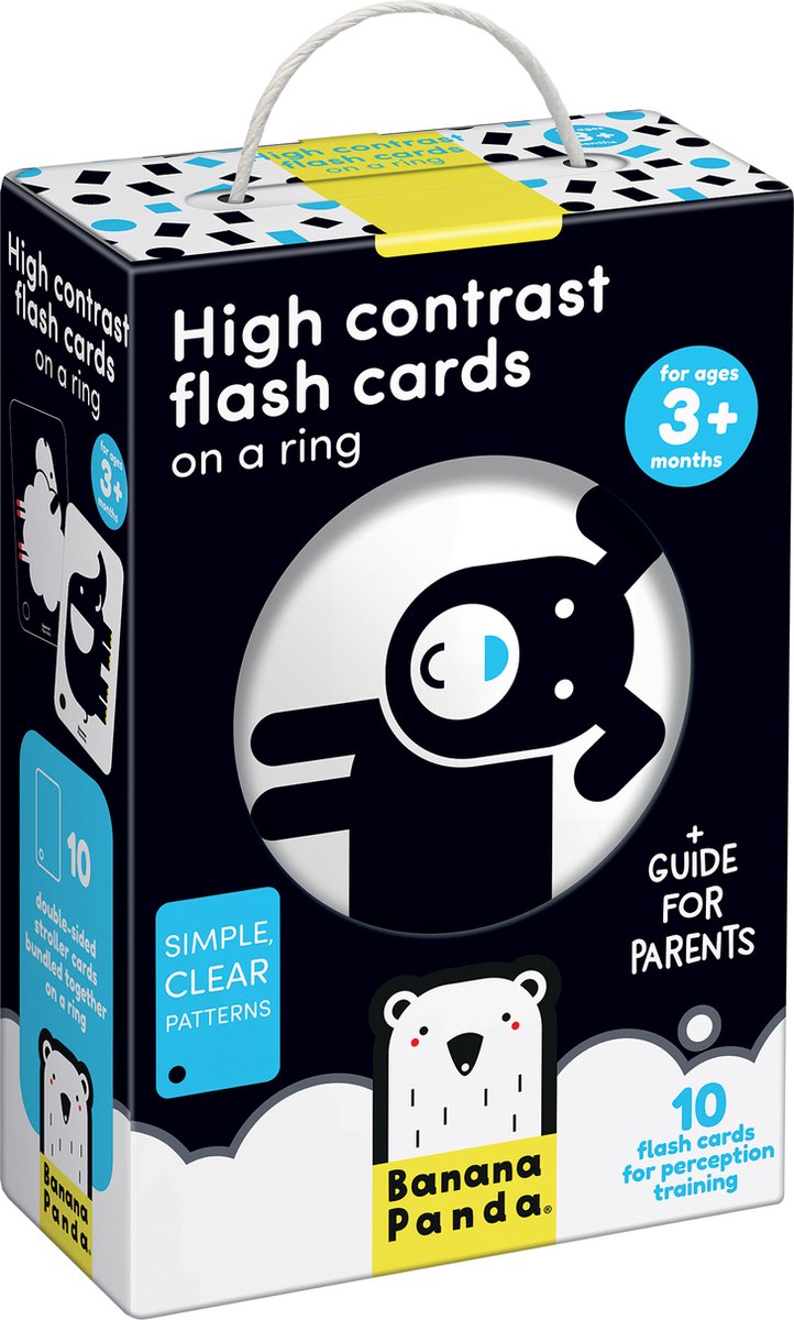 Banana Panda High Contrast Flash Cards on a Ring 3m+