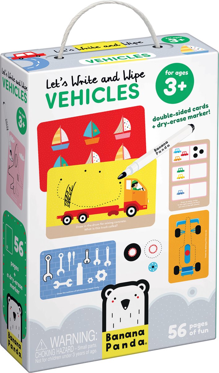 Banana Panda Laten we voertuigen tekenen en wissen 3+
