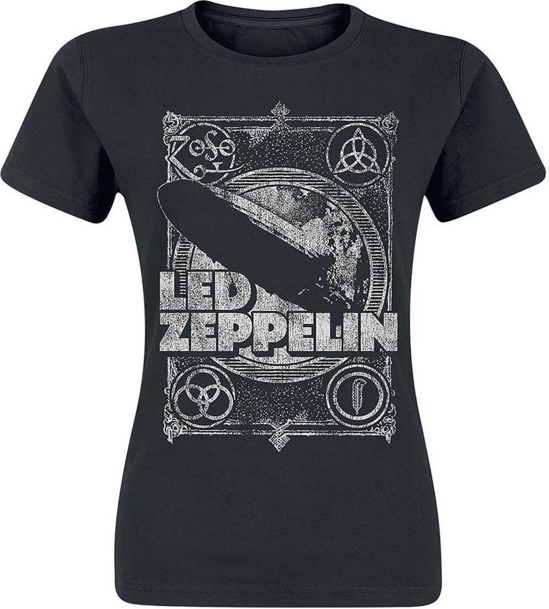 Led Zeppelin - Vintage Print LZ1 Dames T-shirt - XL - Zwart