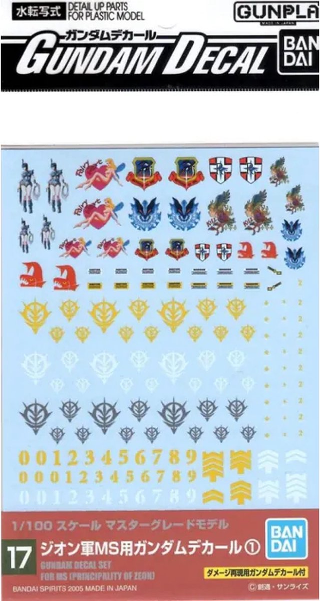 BANDAI Gundam Decal : No.017 Set 1 for MS (Prinsipality of Zeon)