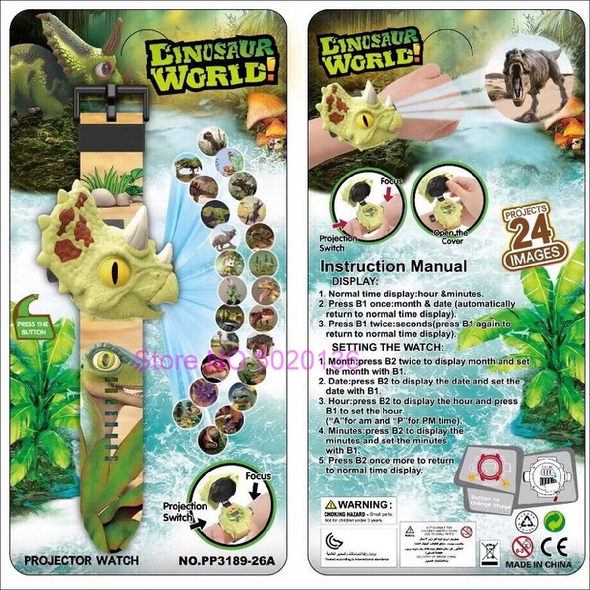 Dinosaurus - Speelgoed - Horloge - 3D - Projectie - Kinderen