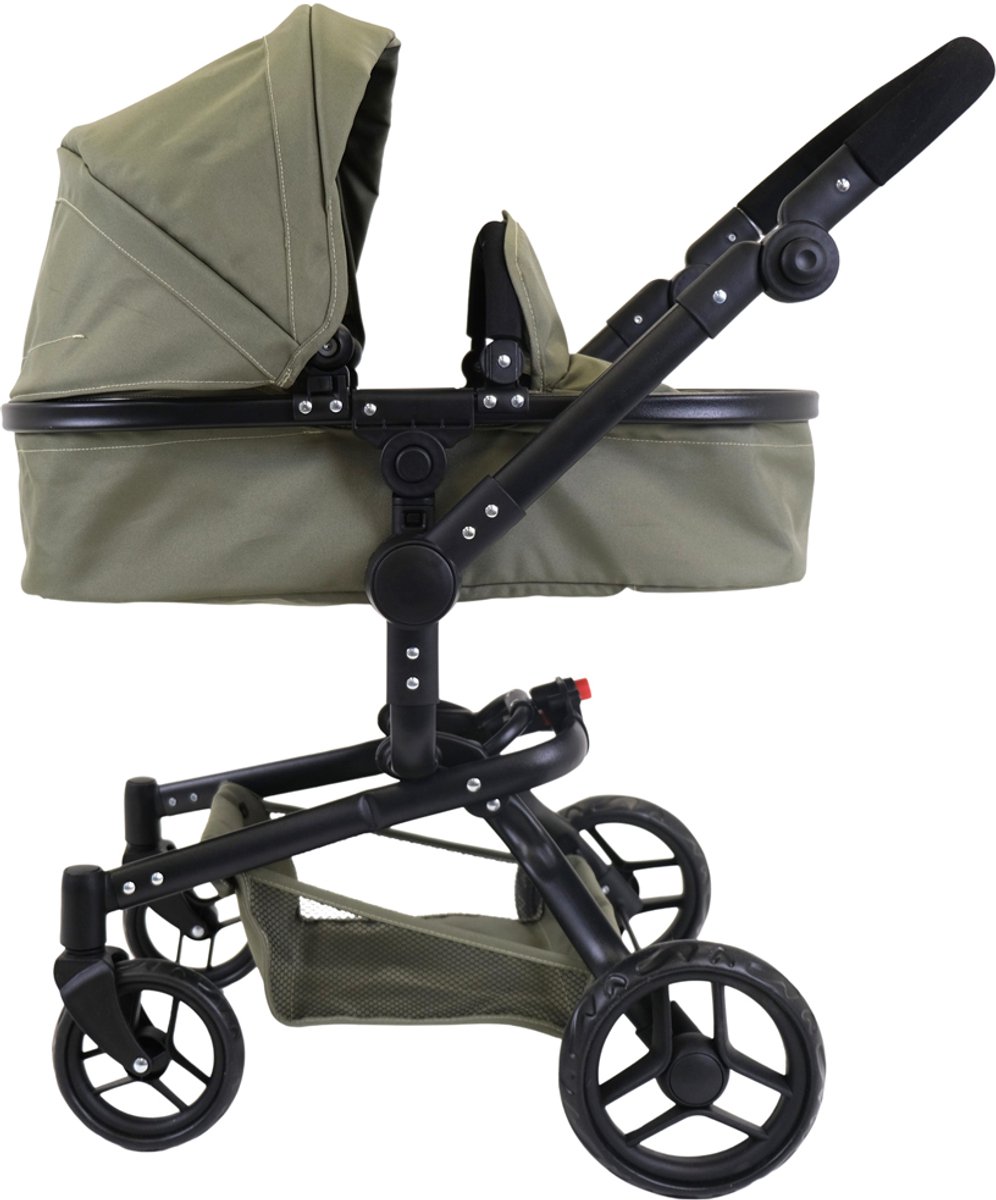     Groen Modern Angel 2in1 Retro Green vanaf 3 jaar - Poppenbuggy - Voor Meisjes - Verstelbare Duwstang 48-81 cm - Volledig Inklapbaar - Met Boodschappenmand