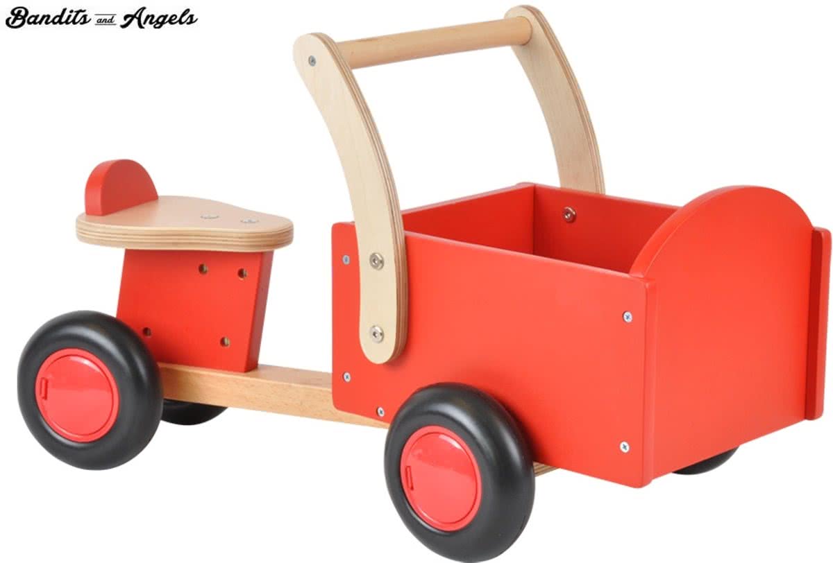 Houten bakfiets little rider red