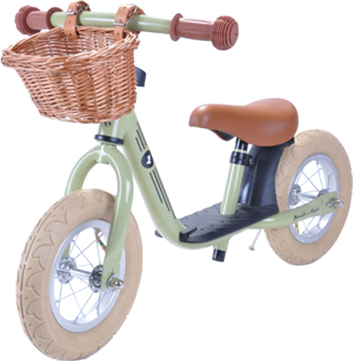 Loopfiets Starter retro groen met mandje