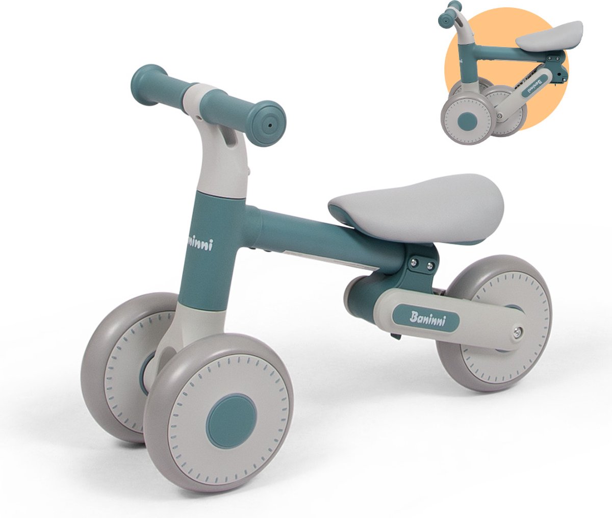 Baninni Opvouwbare Loopfiets 1 - 3 Jaar Azura Blauw - Grijs