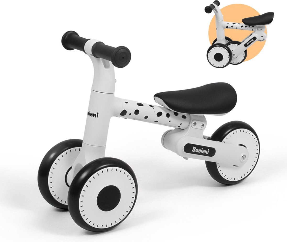 Baninni Opvouwbare Loopfiets 1 - 3 Jaar Azura Zwart - Wit