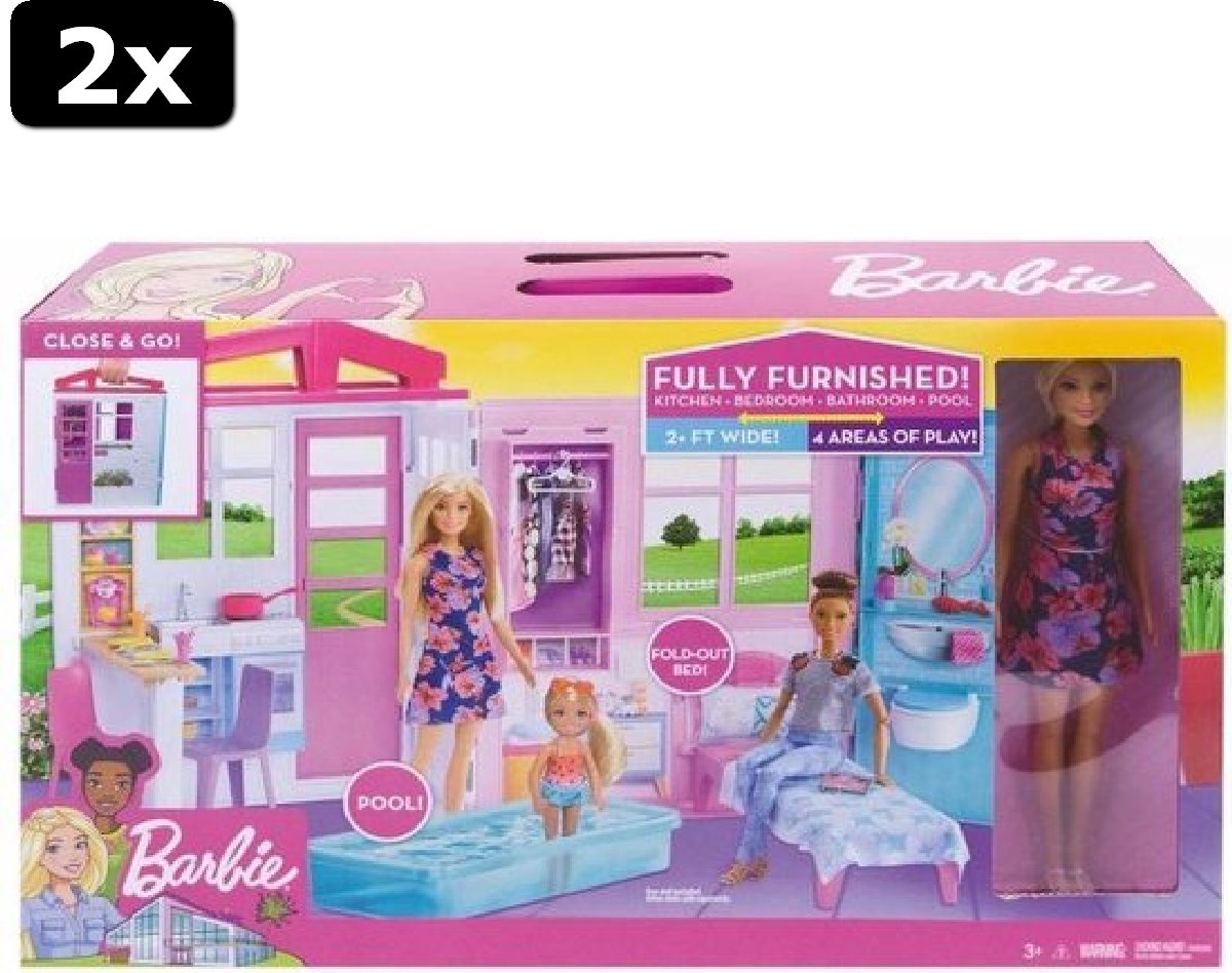 2x Barbie Huis met Barbiepop