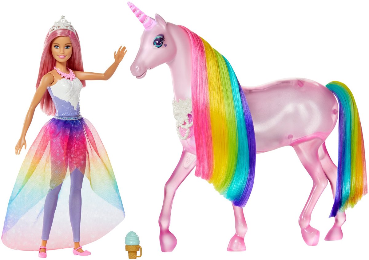 Barbie Dreamtopia Eenhoorn met Prinsessenpop - Barbiepop