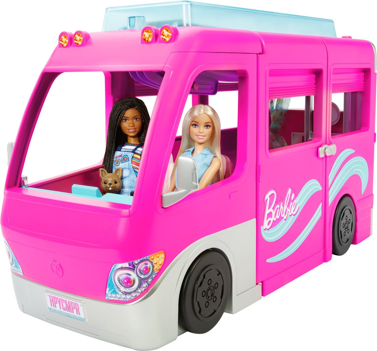 Barbie DroomCamper met zwembad, glijbaan en 60+ accessoires