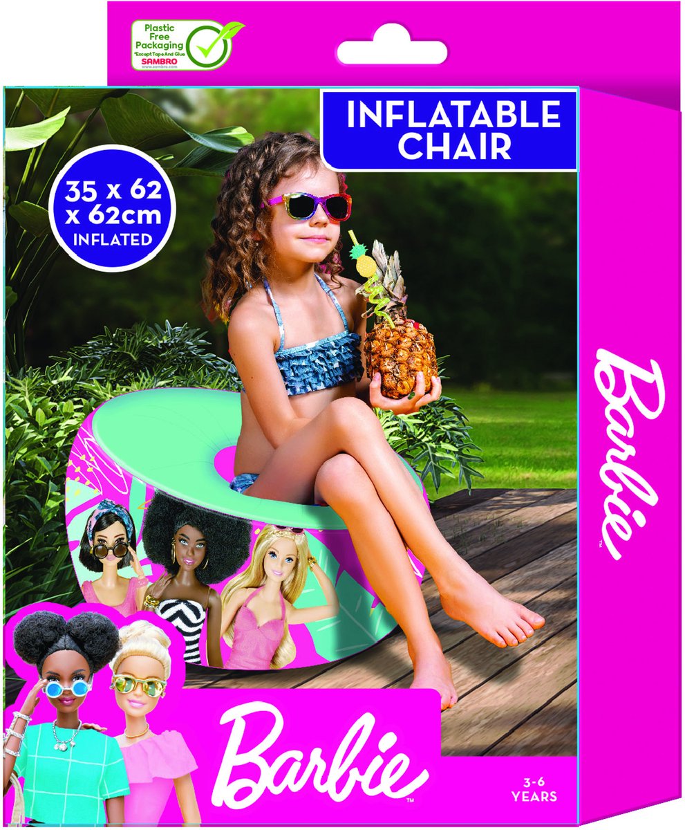 Barbie Opblaasbare Stoel 35x62 cm Roze/Blauw