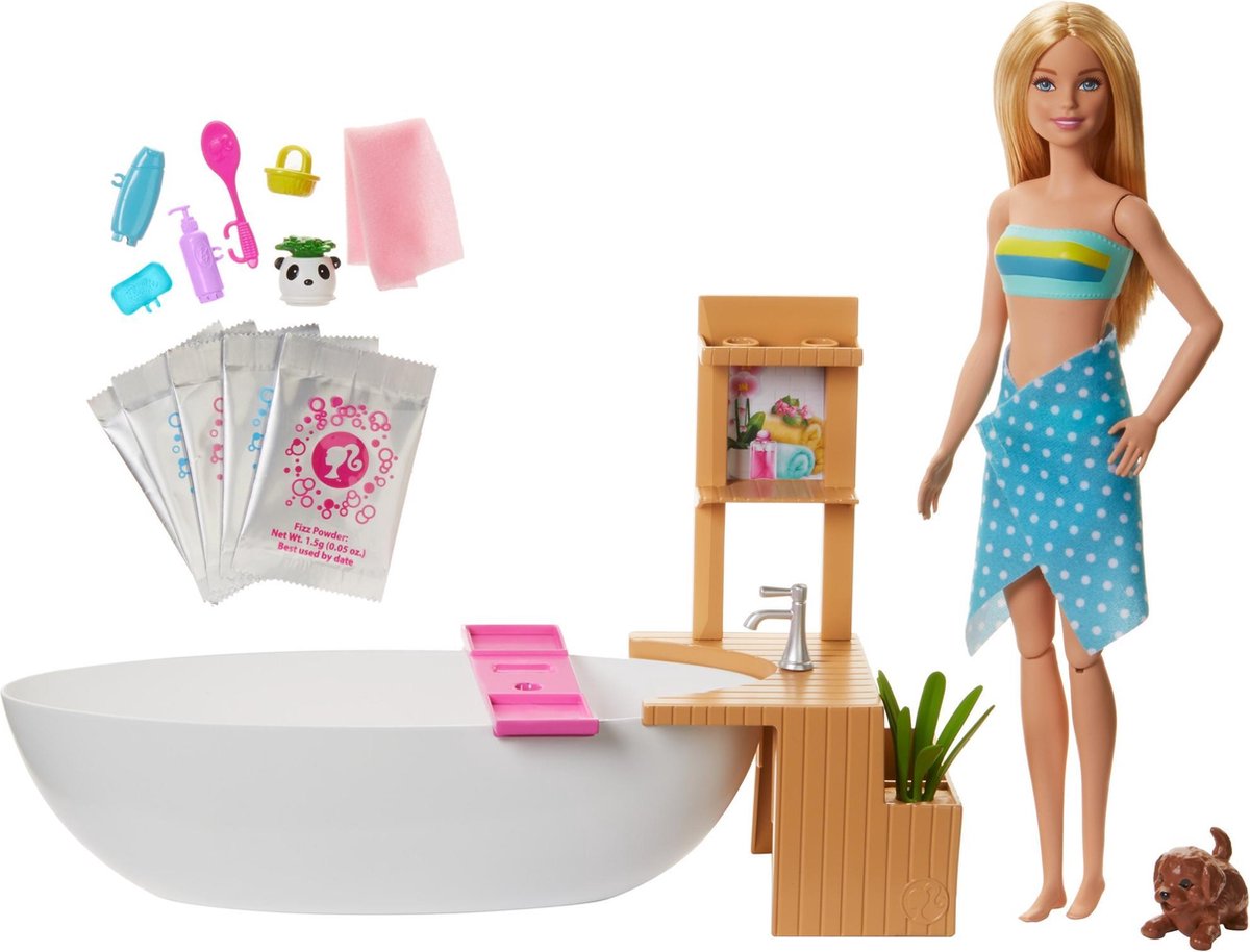 Barbie Wellness Bubbelbad en Pop - Barbiepop