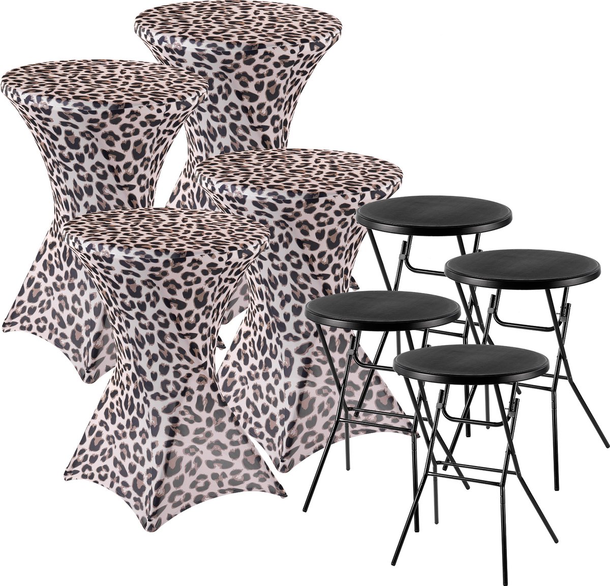 Bardi Stretch Statafelhoes - Statafelrok 4 Stuks - 80 x 110 cm. Tiger