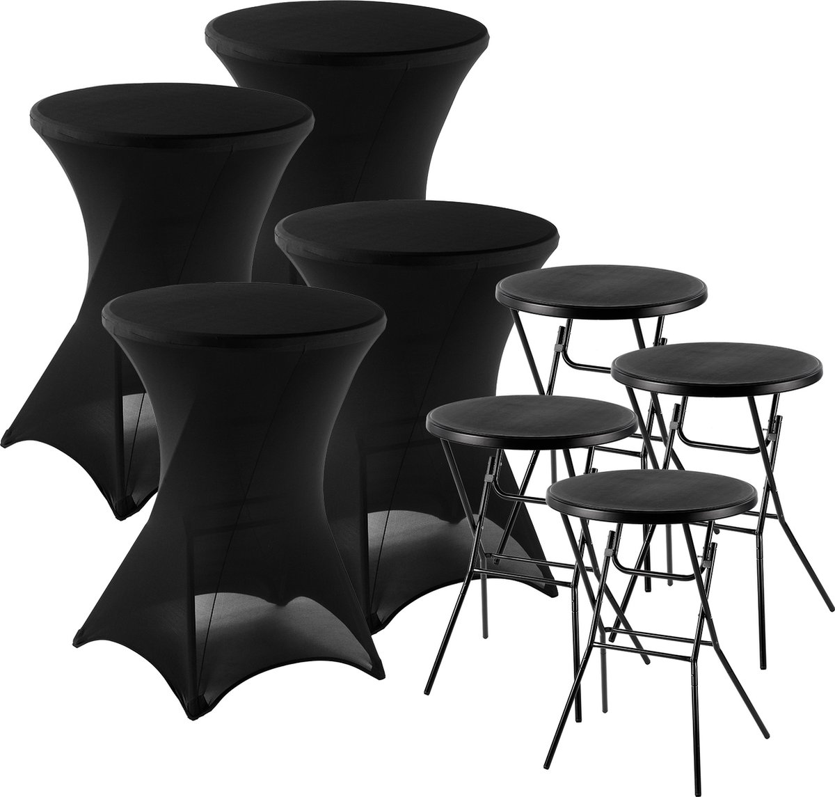   Stretch Statafelhoes - Statafelrok 4 Stuks - 80 x 110 cm. Zwart