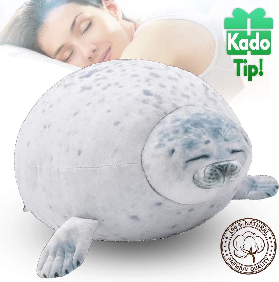 Bob de Zeehond XL – Seal Pillow –60 cm – Dik Zeehonden Kussen – Slaapknuffel – Knuffeldier - Kinder Dieren Knuffel – ®Basco Products