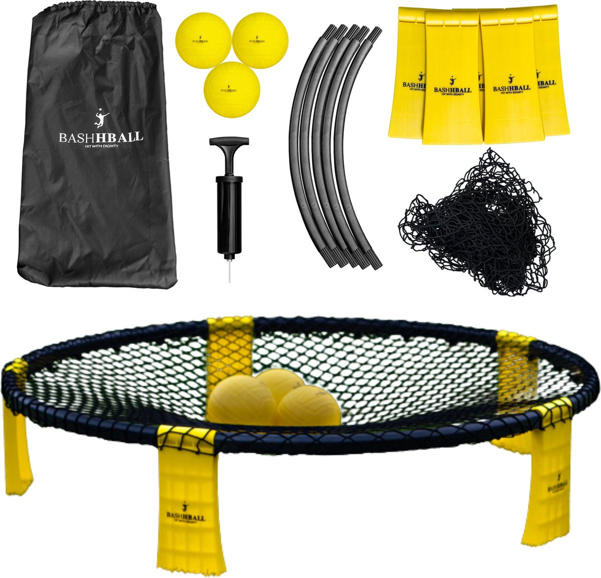 BashhBall© - Roundball - Smash Ball - Roundnet - Overal Te Spelen - Stevig En Duurzaam Materiaal - Geschikt Voor Spikeball - Gratis Draagtas - 90 X 20 CM