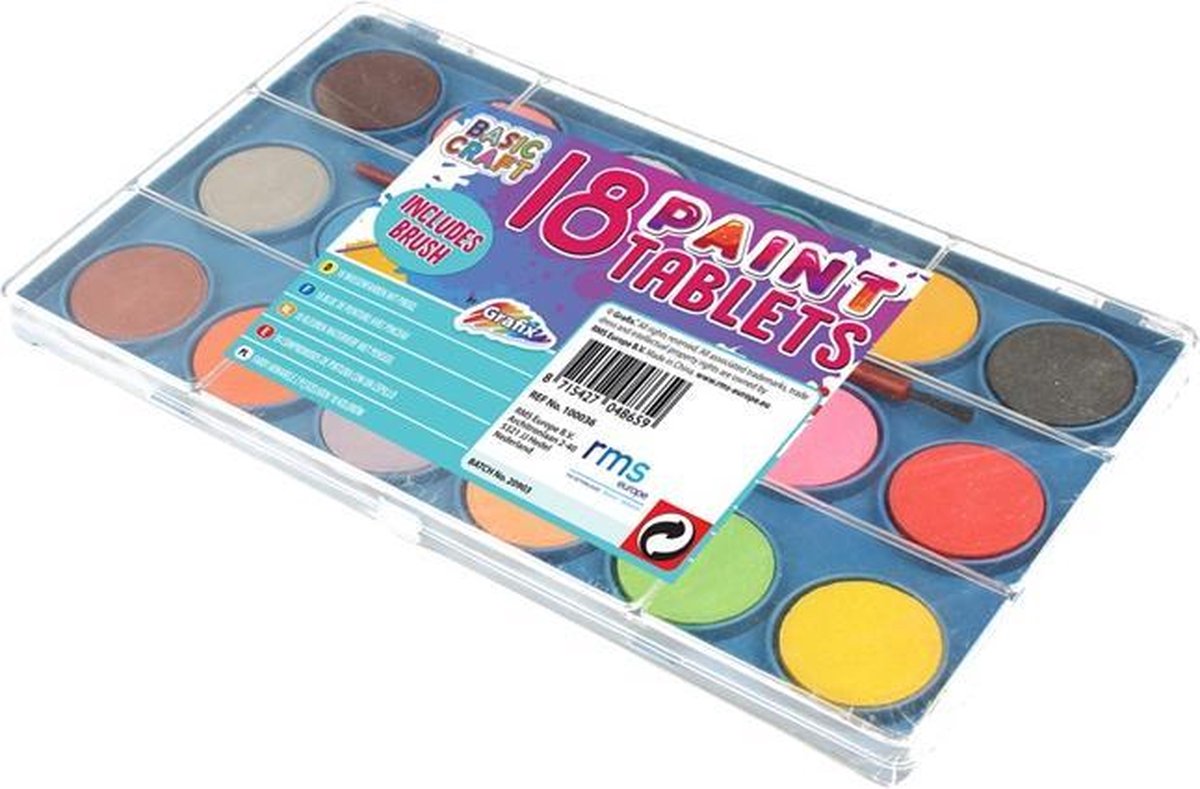 Waterverf set voor Kinderen - Palet 18 Kleuren