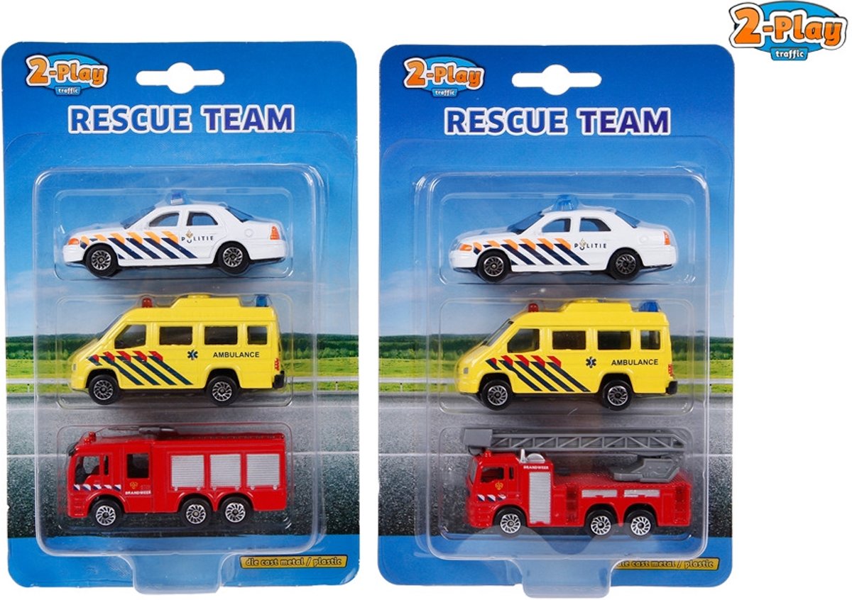 2-Play Traffic Hulpdiensten 3 Autos Brandweer/Ambulance/Politie