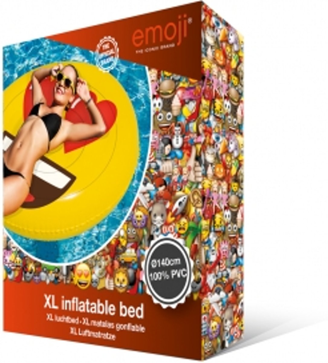 Opblaasbaar Figuur Emoji Face Hearts 140cm