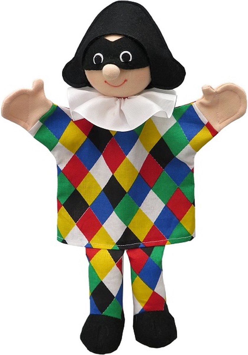 Bass & Bass - Handpop Harlekijn - 33 cm - Poppenkast - klassieke Poppenkastpop
